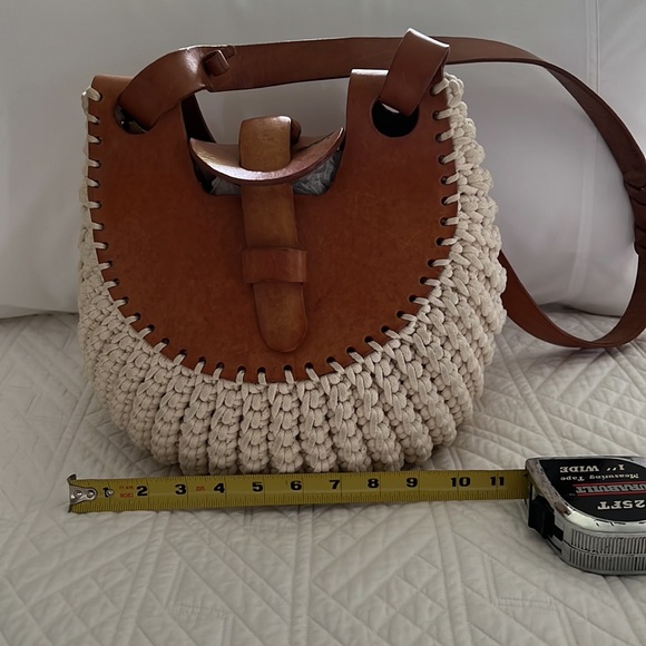 Macrame and leather handcrafted bag - Picture 3 of 5
